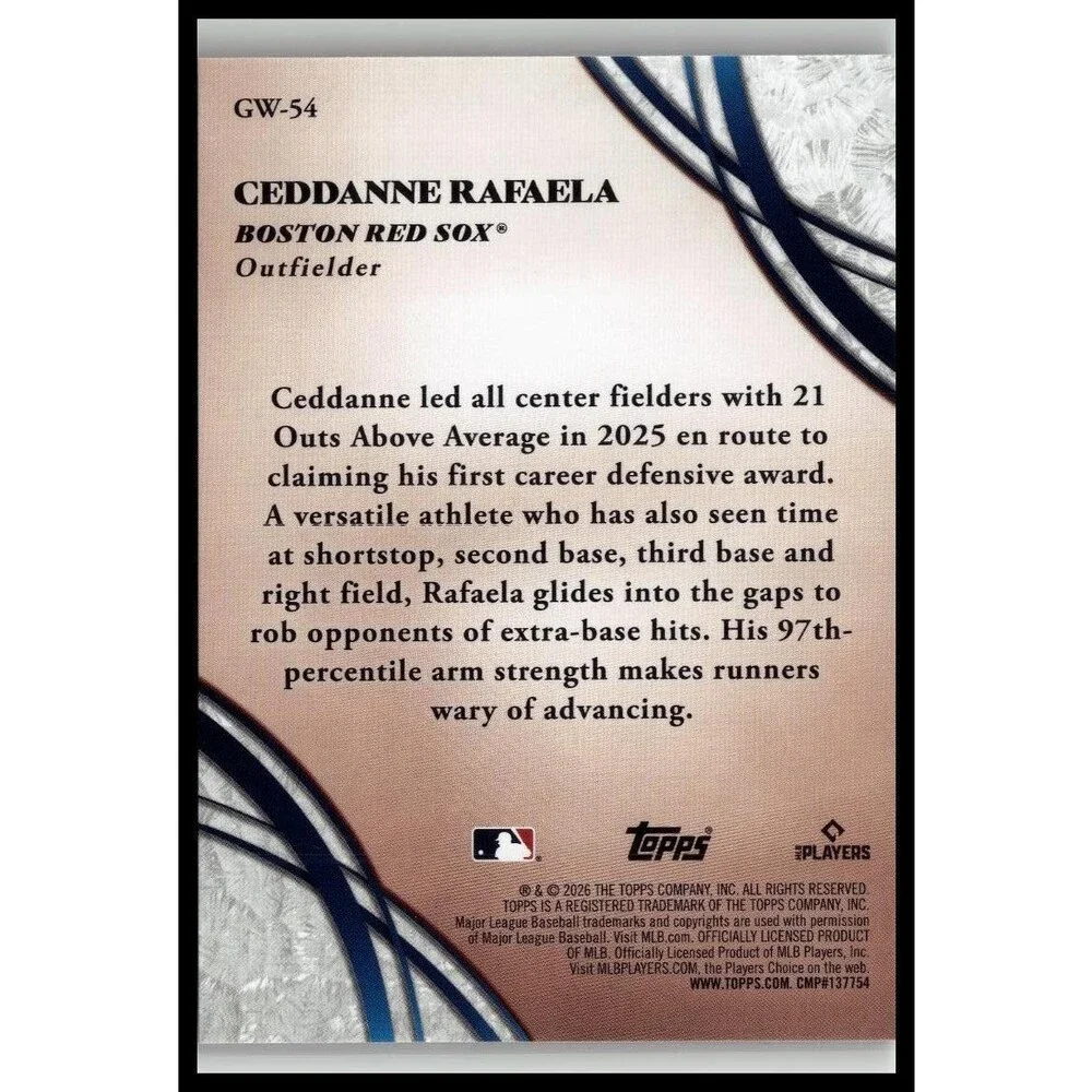 2026 Topps Ceddanne Rafaela #GW-54 Boston Red Sox Glove Work